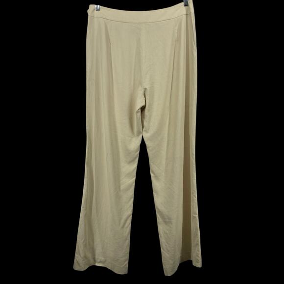 LAUREN Ralph Lauren Size 14 Wide Leg Silk Blend Trouser Pants Cream 34 Waist - Picture 4 of 5